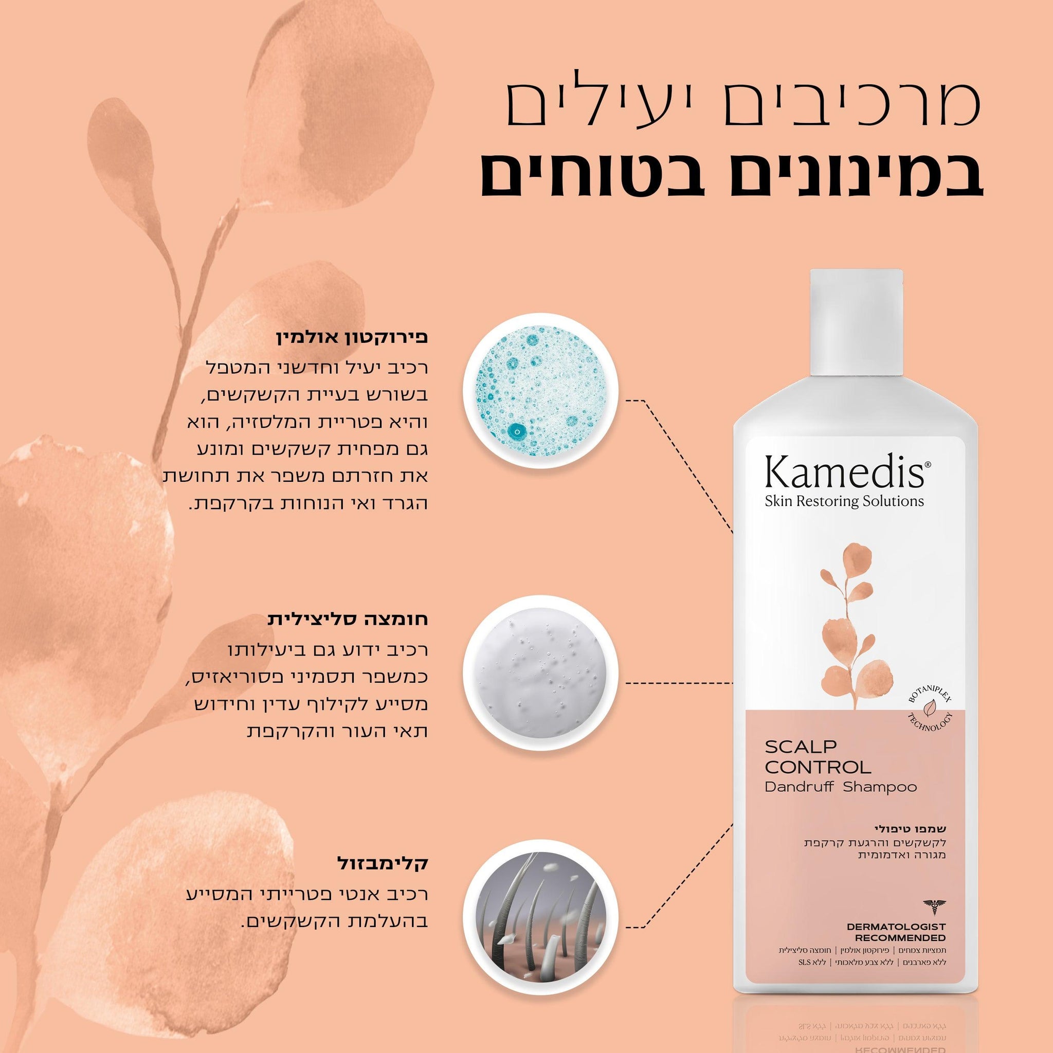 שמפו טיפולי נגד קשקשים - 5 יחידות | SCALP CONTROL DANDRUFF SHAMPOO - קמדיס