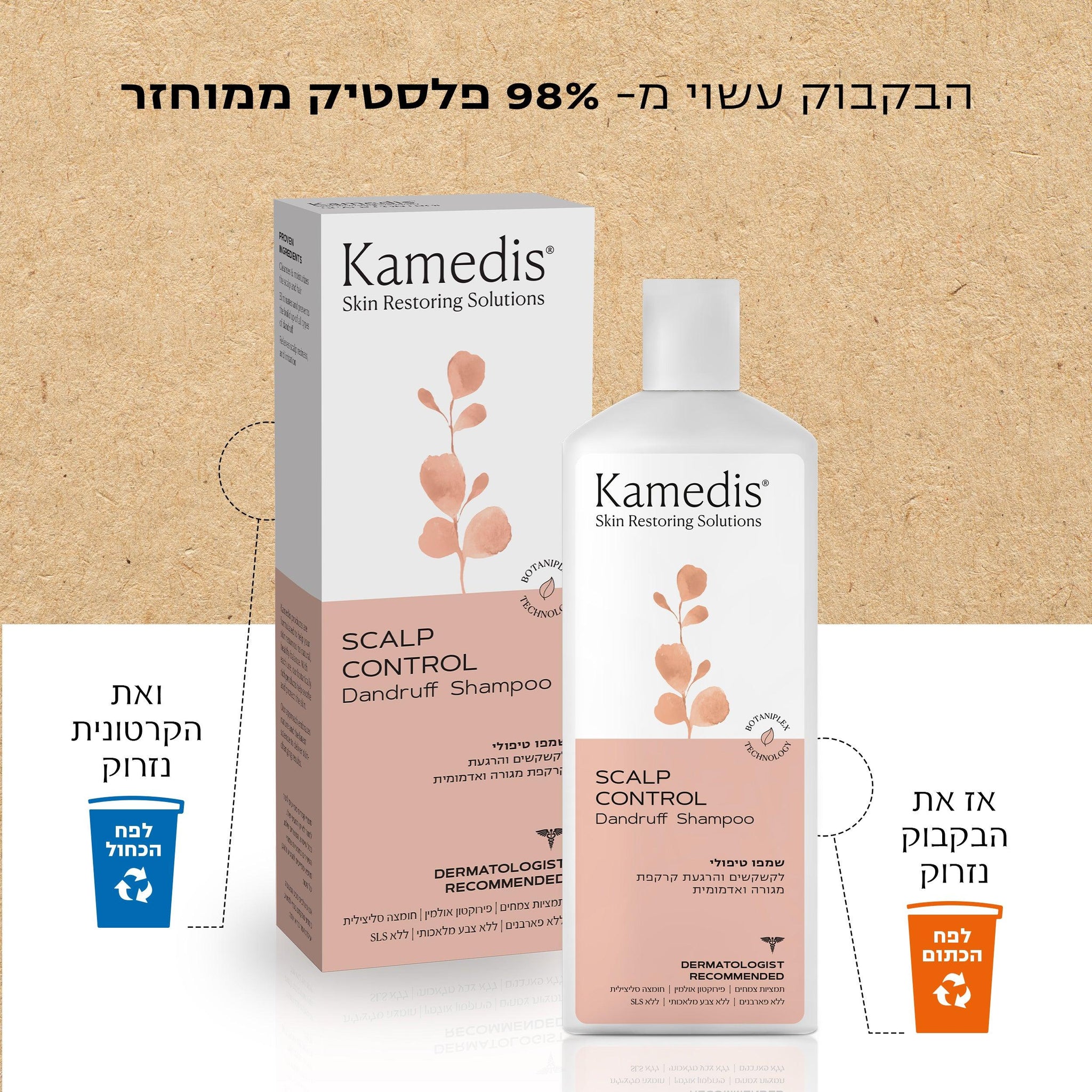 שמפו טיפולי נגד קשקשים - 3 יחידות | SCALP CONTROL DANDRUFF SHAMPOO - קמדיס